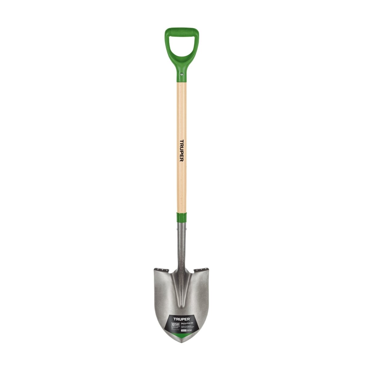 Round point shovel 126 cm with wooden shaft and steel D-grip handle Truper® Round point shovel 126 cm with wooden shaft and steel D-grip handle Truper®